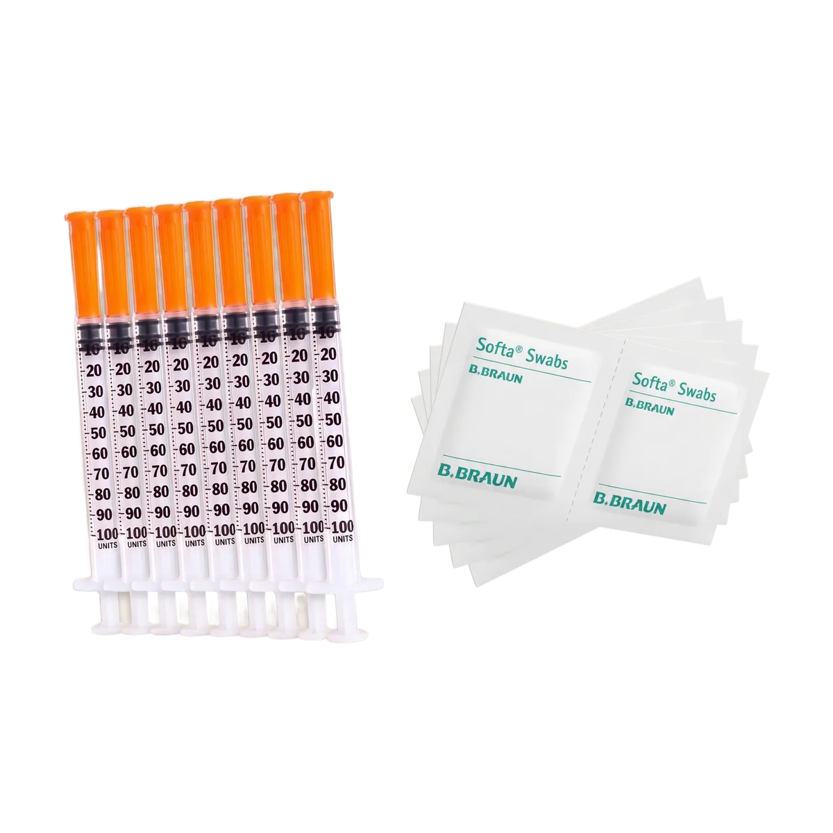 Reconstitution Set — 10 U-100 Spritzen und 10 Alkoholtupfer